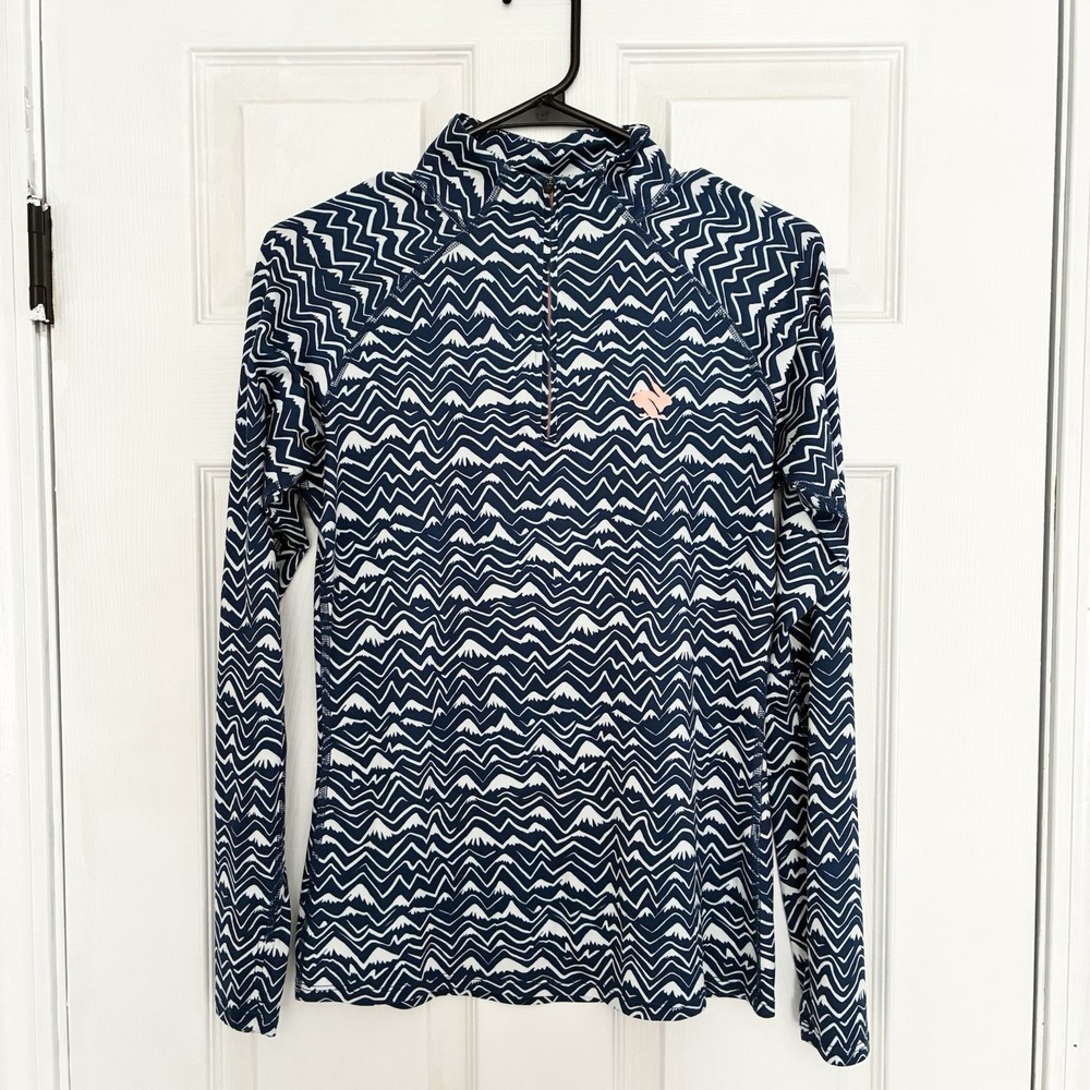 Rabbit Mountains Quarter Zip Long Sleeve Running Pullover Blue Womens XS